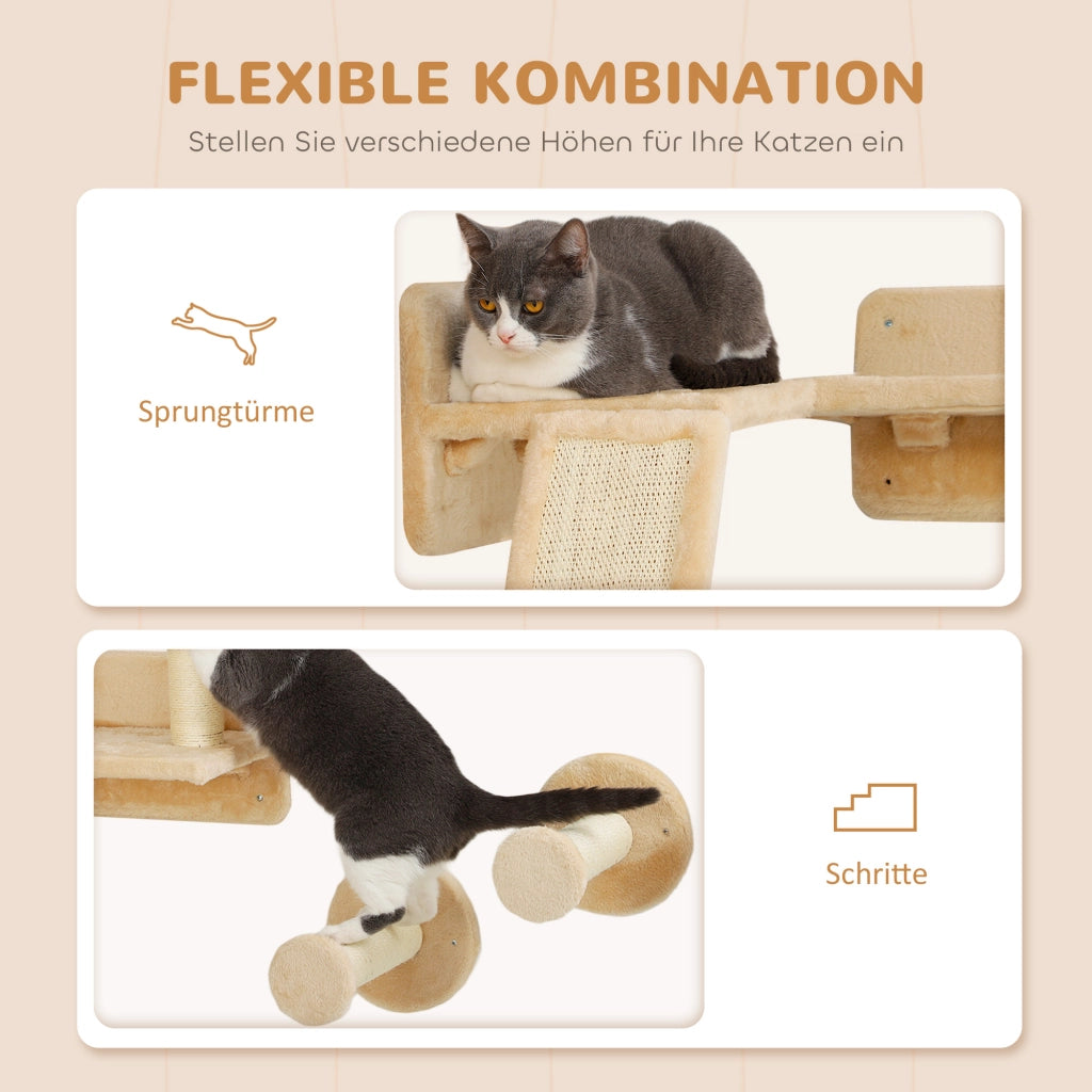 Tiragraffi per Gatti con Parete d'Arrampicata e Palle ¨C Zephmum ¨C Beige