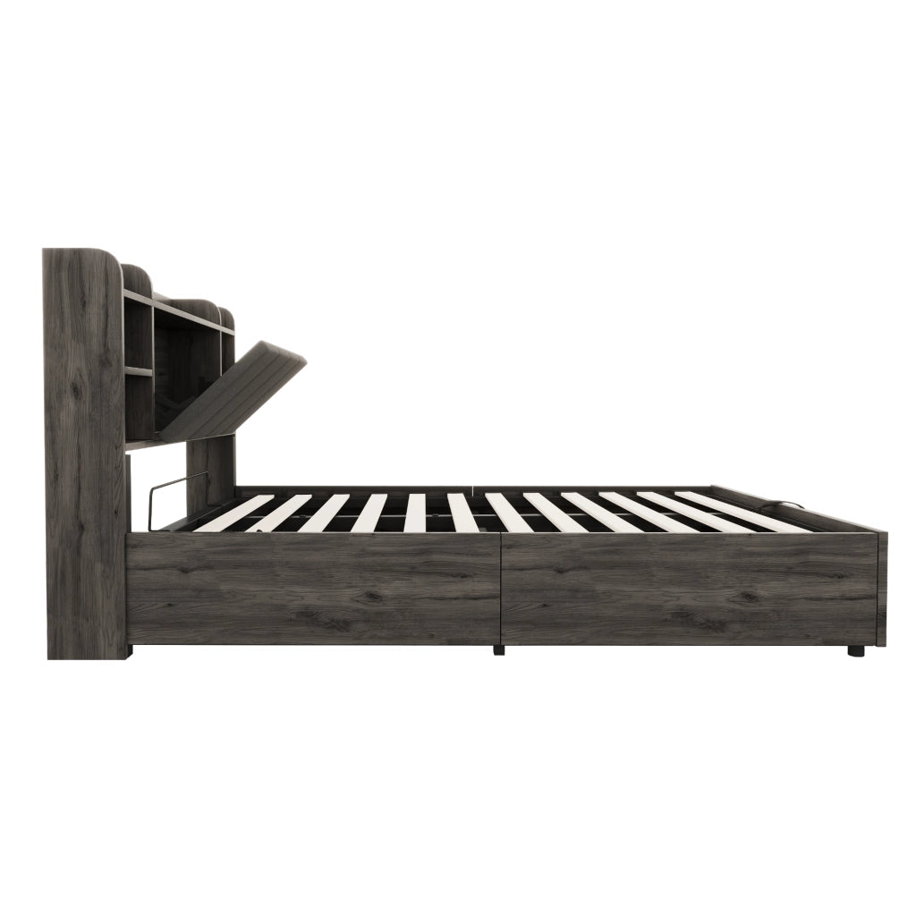 LETTO Contenitore idraulico 140 x 200 cm in MDF grigio