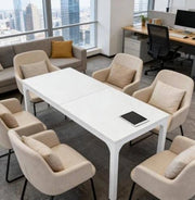 Tavolo rettangolare moderno 200x70x75 cm in MDF e metallo; bianco