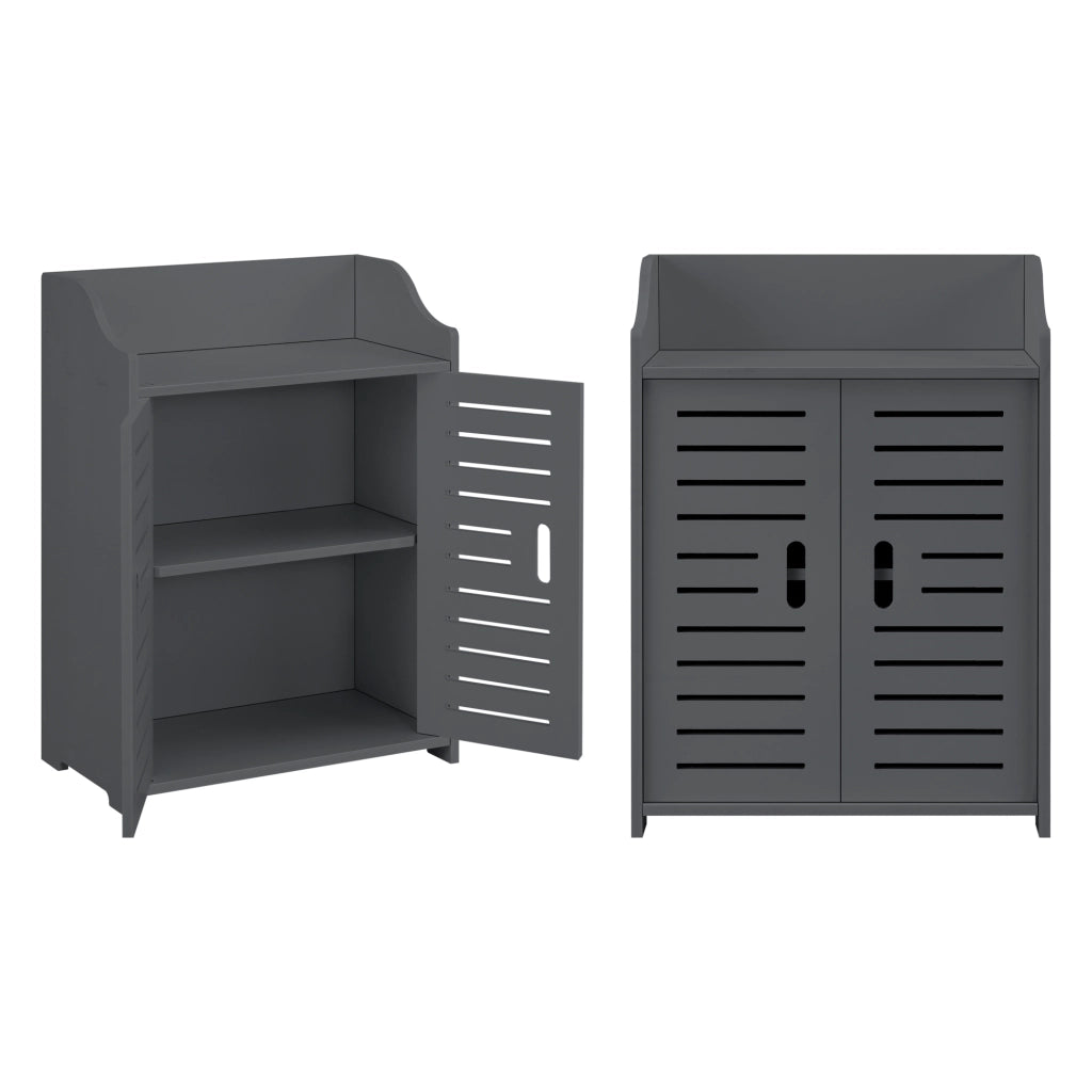 Armadietto da Bagno a Terra con 2 Ante e Ripiani 62 x 45 x 25 cm Mobiletto Armadio da Bagno con Sportelli di Design - Grigio Scuro