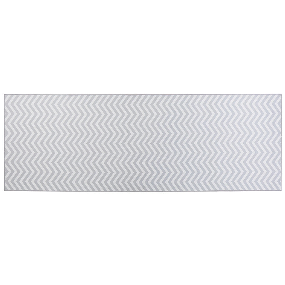 Tappeto passatoia bianco grigio poliestere 70 x 200 cm rettangolare chevron design