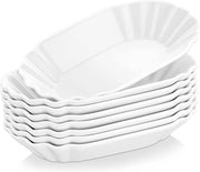 Set di piatti da patatine in crema, porcellana, 8 pezzi, con piatto da affettati, piatto da servizio e piatti supplementari, dimensioni 19,5 x 12 x 3,5 cm