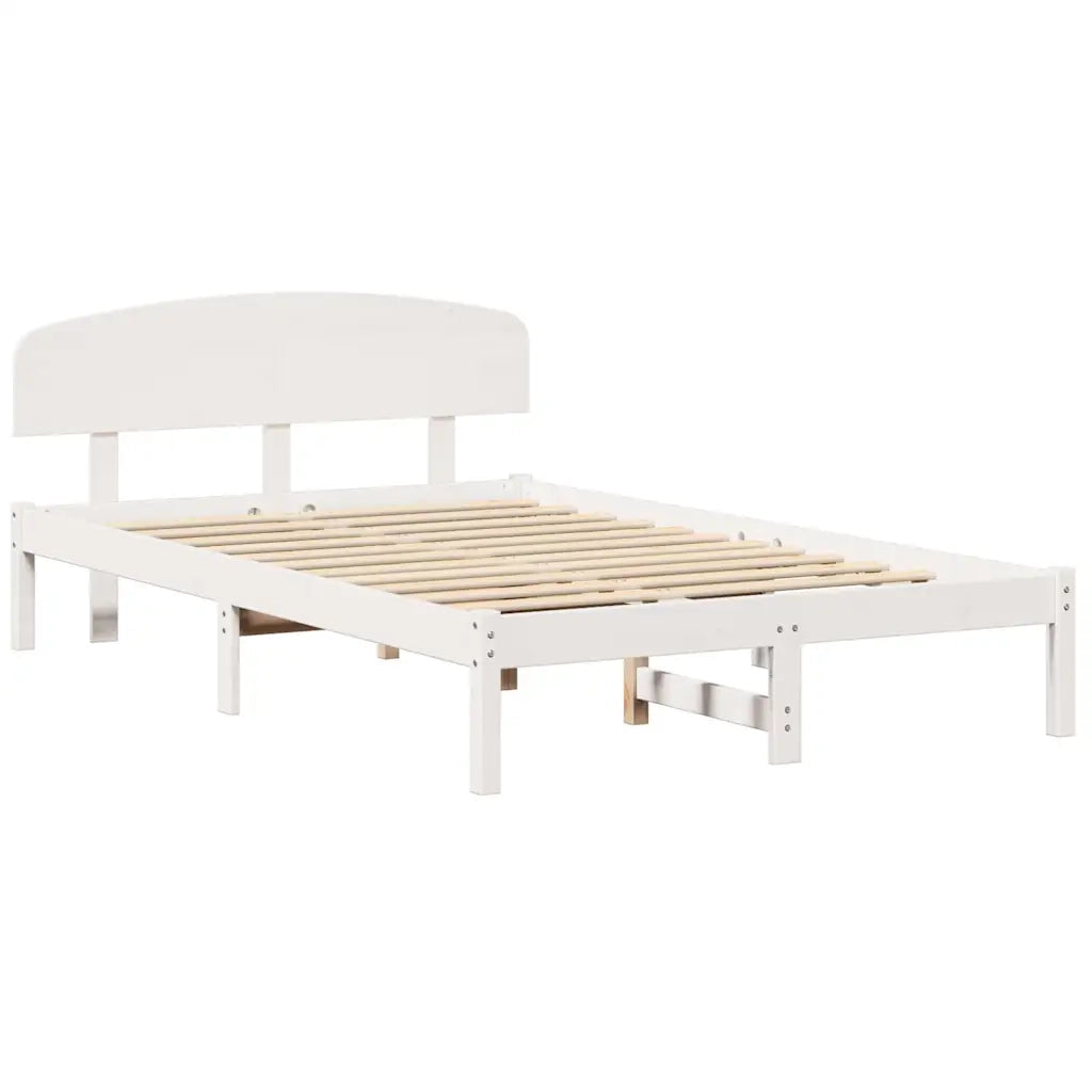 Struttura del letto Bianco 140 x 190 cm Pino massello 872069