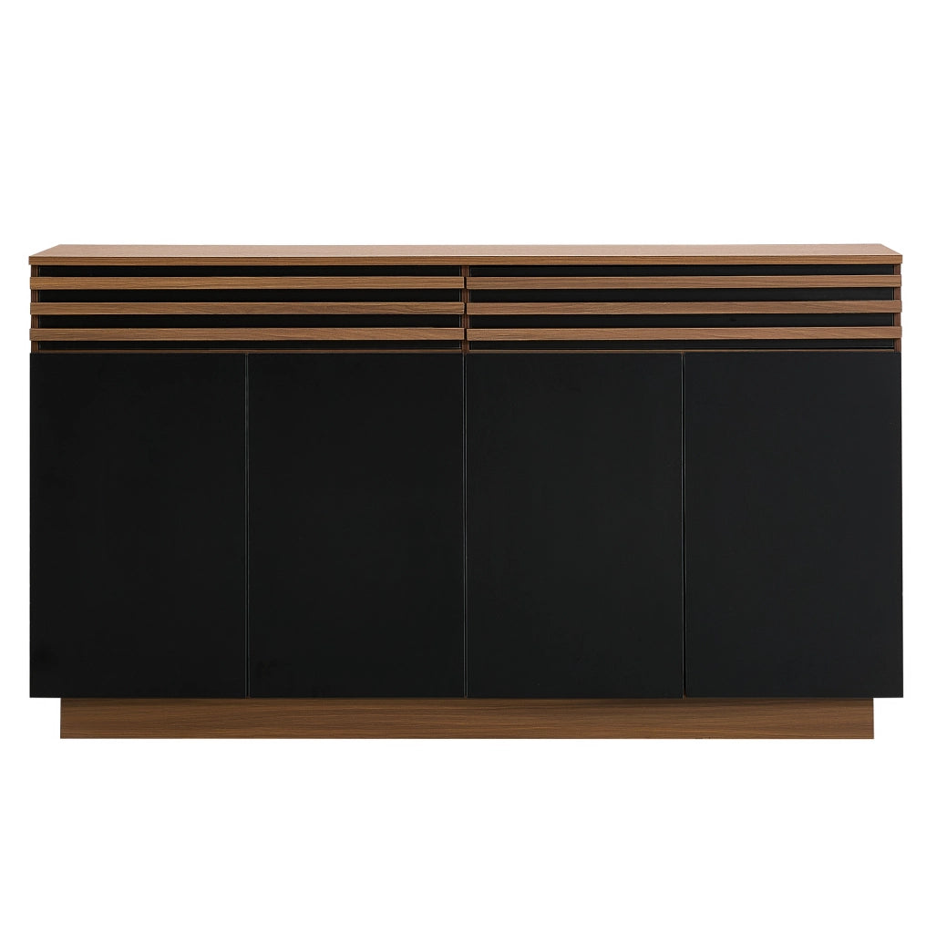 Credenza 150x40x85 cm in MDF marrone e nero， ampio spazio contenitivo