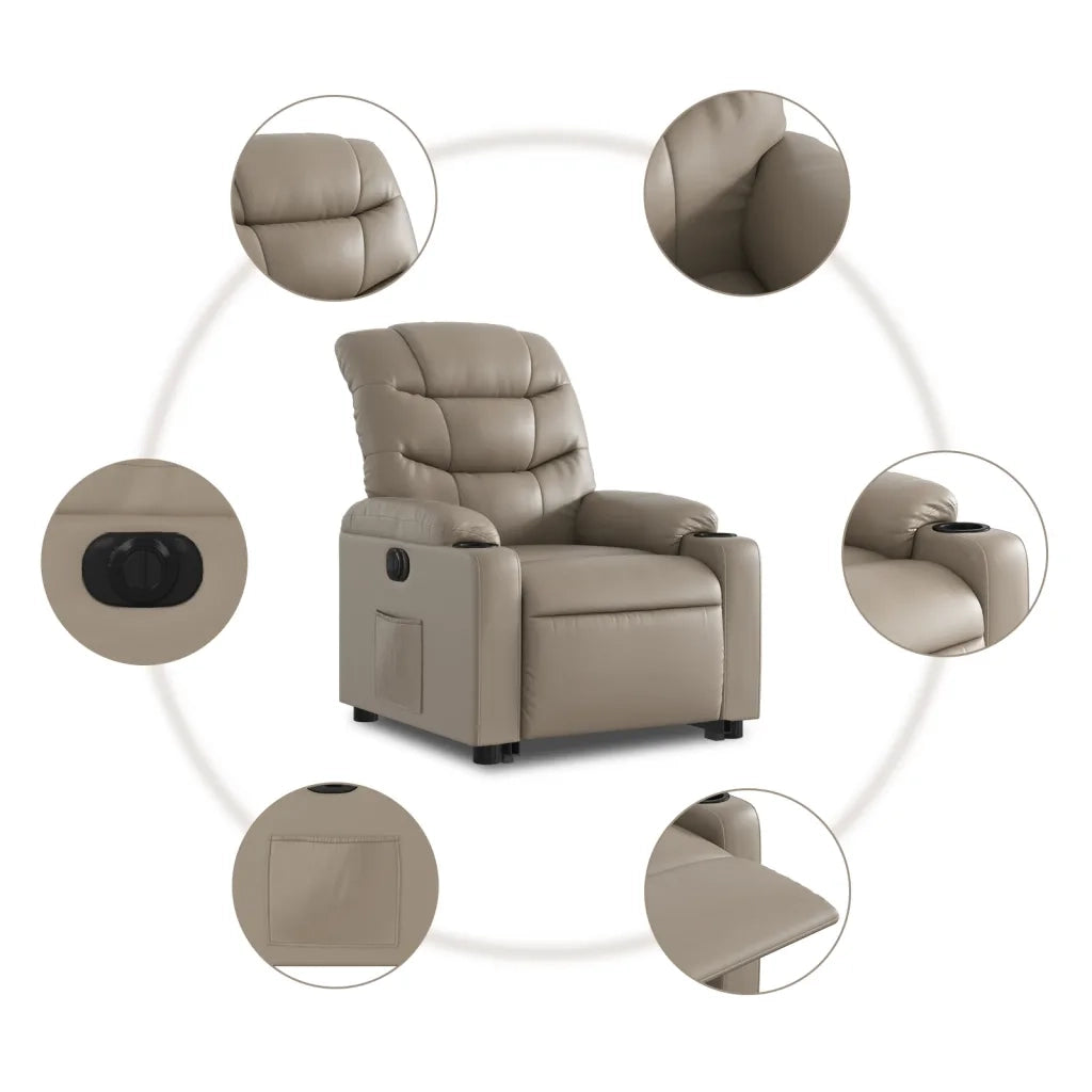Poltrona Alzapersona Reclinante Elettrica Cappuccino Similpelle 3206619