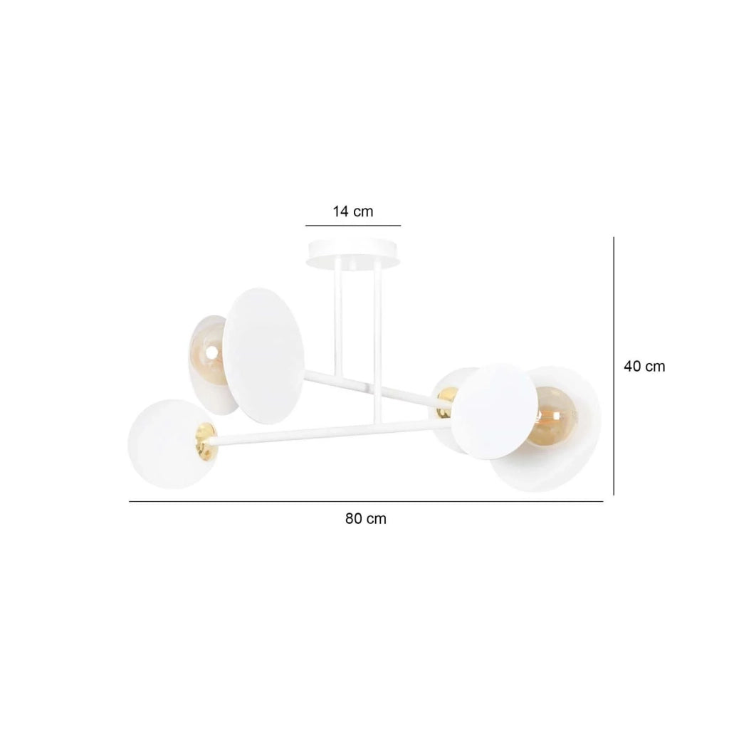 Plafoniera Moderna Inari Acciaio Bianco 4 Luci E27 Ip20