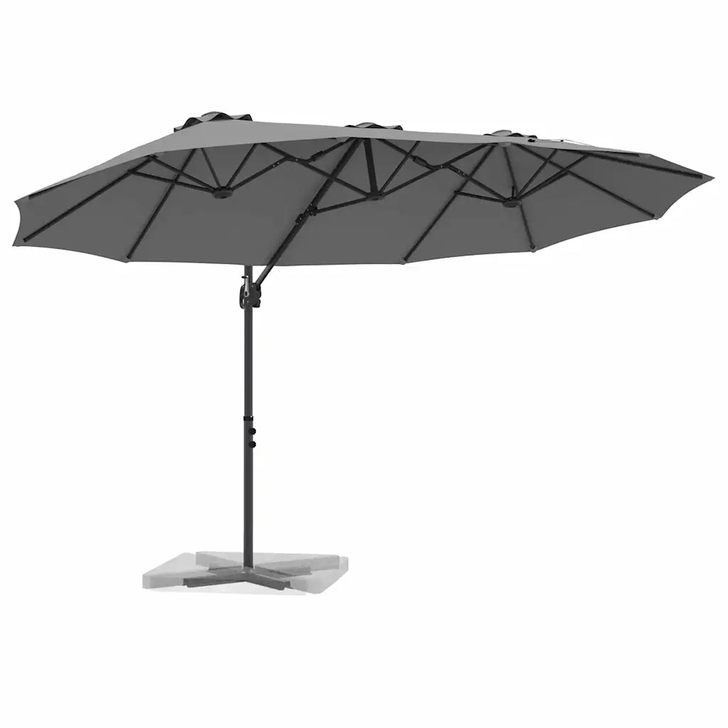 Ombrellone Antracite 372 x 198 x 243 cm Poliestere e Alluminio 42003377