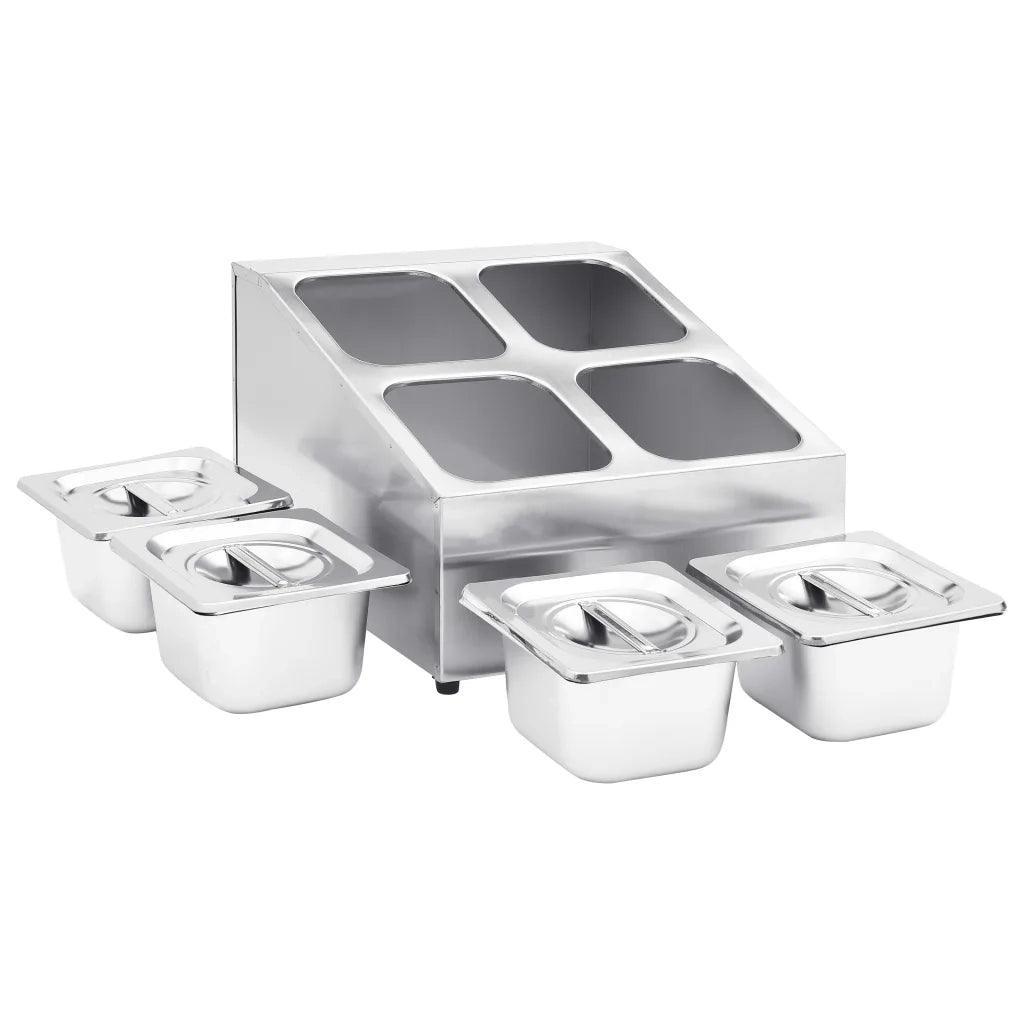 Supporto Gastronorm con 4 Contenitori GN 1/6 in Acciaio Inox 51223