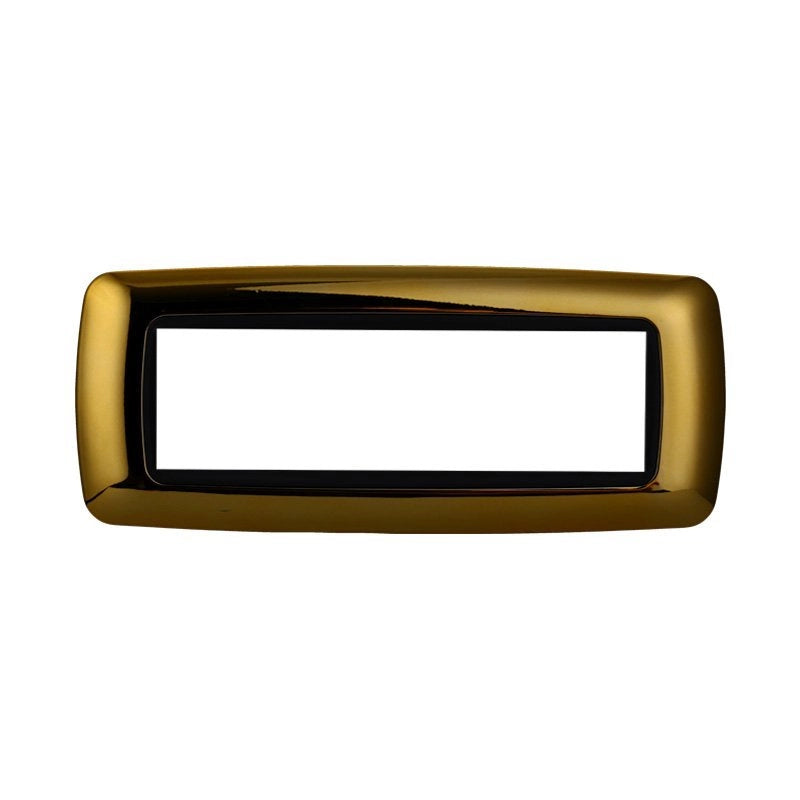 Placca Plastica Bombata Serie Space 7P Colore Oro Lucido Compatibile Con Bticino Living International
