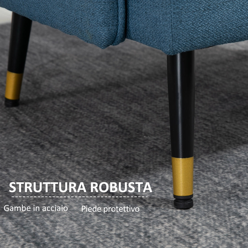 Poltrona Moderna ¨C zephmum ¨C Blu Tessuto Lino 72x70x80 cm