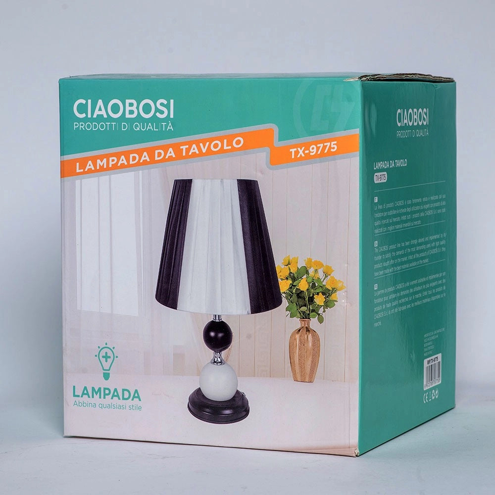 Trade Shop - Lume Lampada Da Tavolo Abat Jour Con Paralume Comodino Camera Casa Luce Tx-9775 -