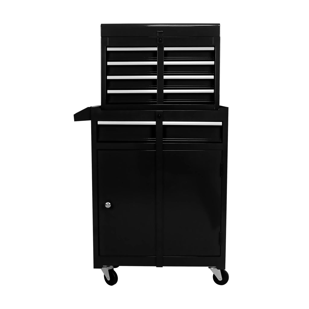 CARRELLO PORTAATTREZZI CON 5 CASSETTI, RUOTE, ACCIAIO NERO