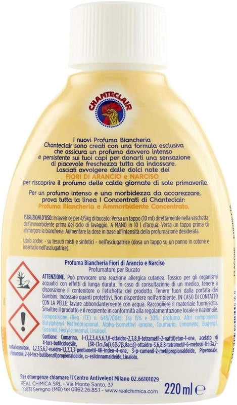 CHANTECLAIR I CONCENTRATI PROFUMA BIANCHERIA FRAGRANZA FIORI DI ARANCIA E NARCISO INTENSO E RESISTENTE 220ML