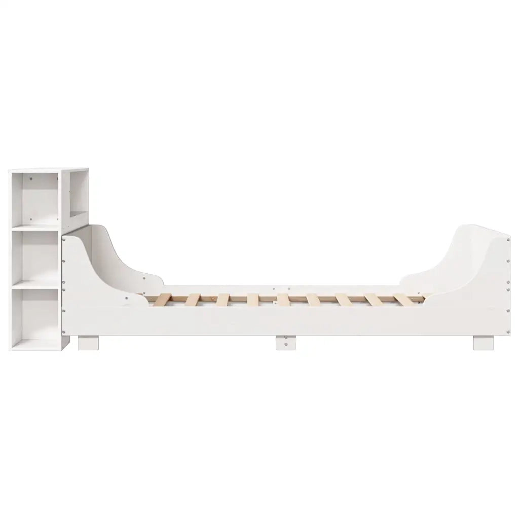 Giroletto senza Materasso Bianco 75x190 Legno Massello di Pino