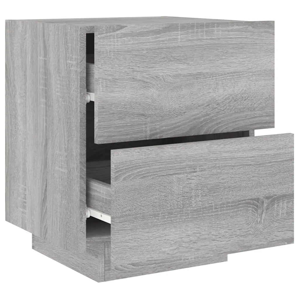 Comodino con Luci LED-Tavolino da notte Grigio Sonoma in Legno Multistrato 949292