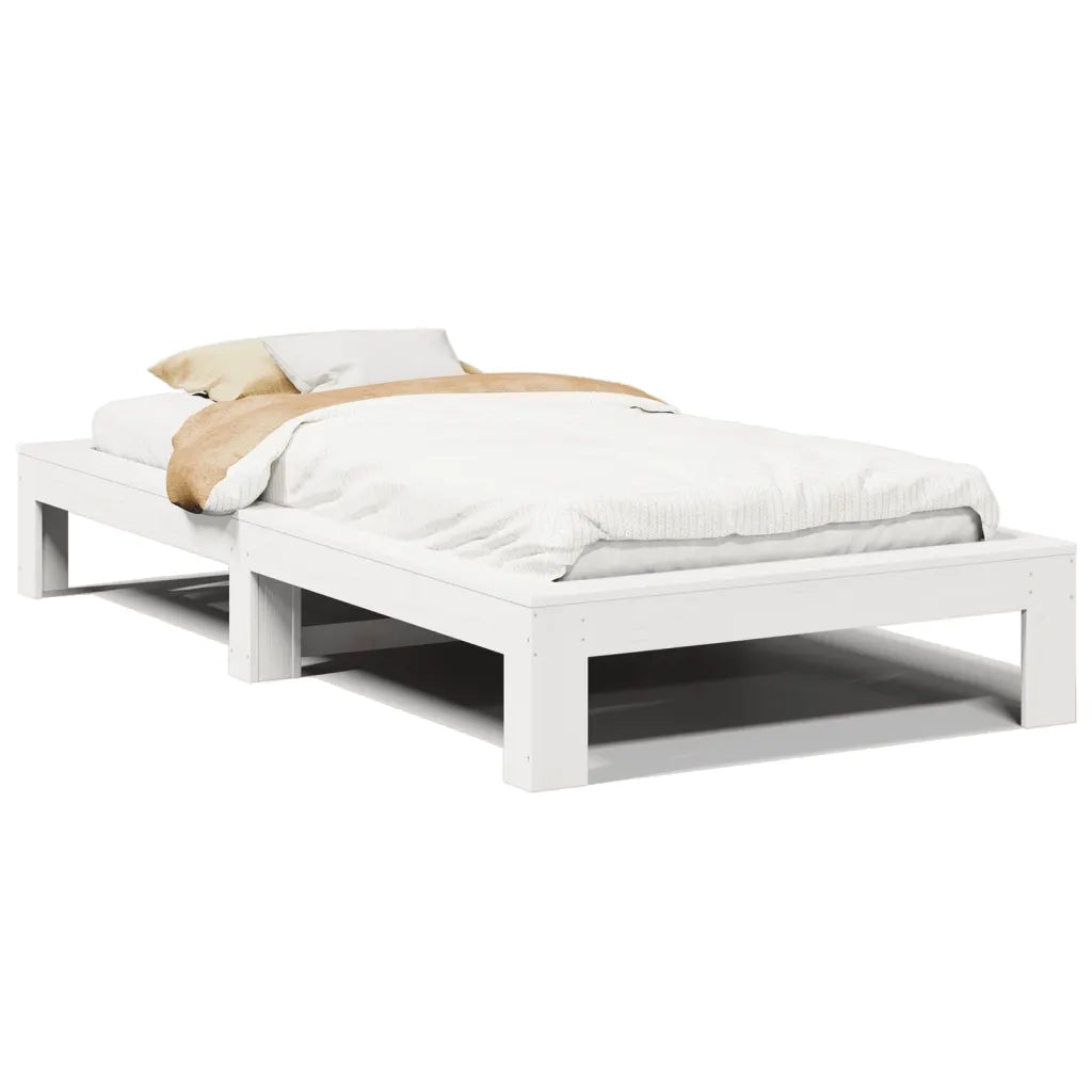 Letto senza Materasso-Struttura Letto Bianco 90x200 cm Legno Massello di Pino 495937