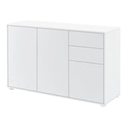 Cassettiera Buffet pratico mobile contenitore con 2 cassetti e 3 ante 117 cm bianco lucido 03_0005046