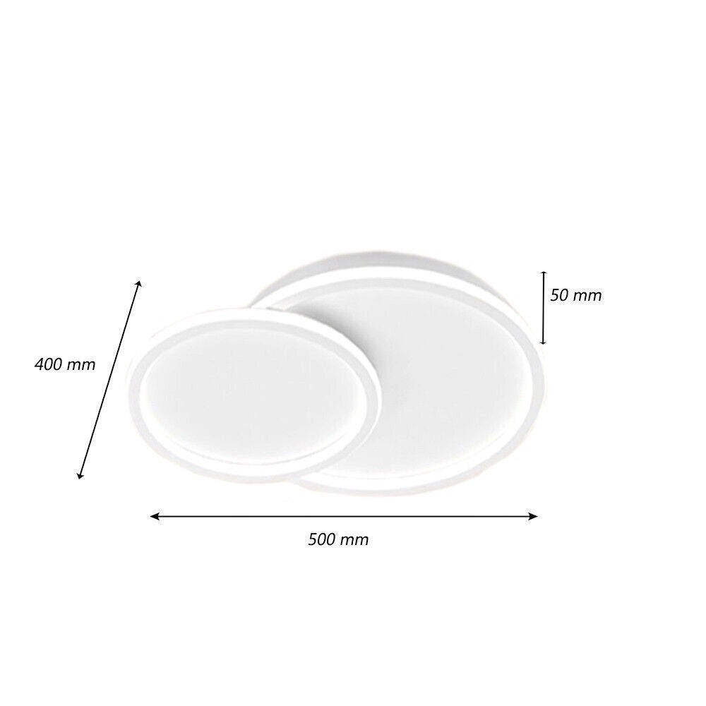 Trade Shop - Plafoniera Led Lampadario Soffitto Design A 2 Cerchi Bianco Moderno 45w Pn-26-3c -