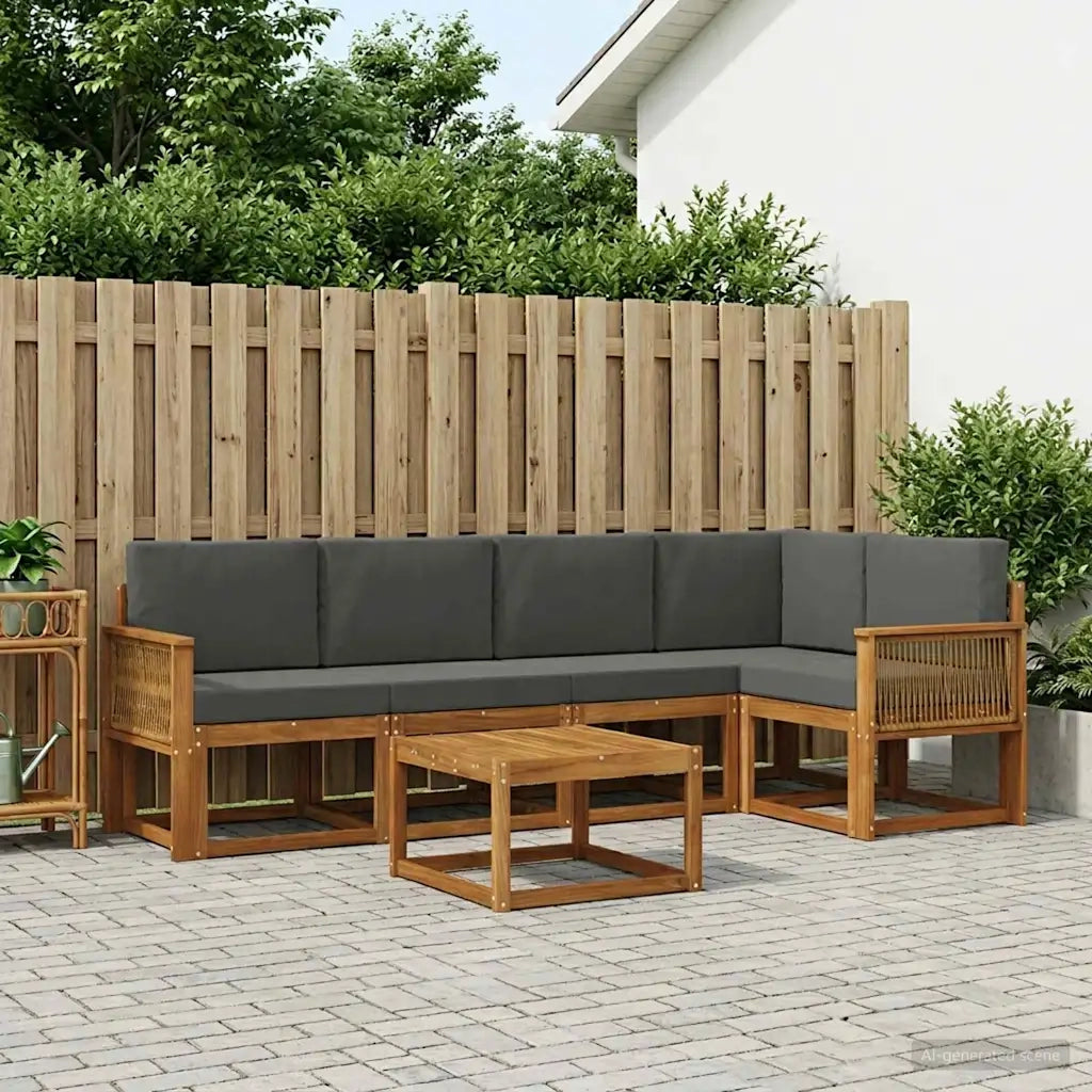 Set di divani da esterno con cuscino 6 pcs Naturale e Antracite 3385238