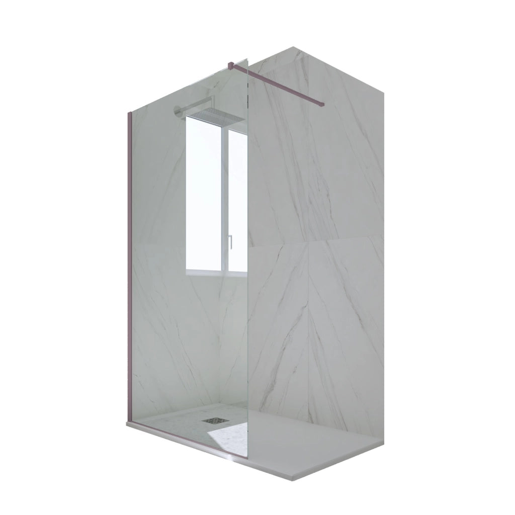 Parete doccia Walk-in da 90 CM H 200 Vetro Trasparente Profilo Lavanda in pvc mod. Kolors