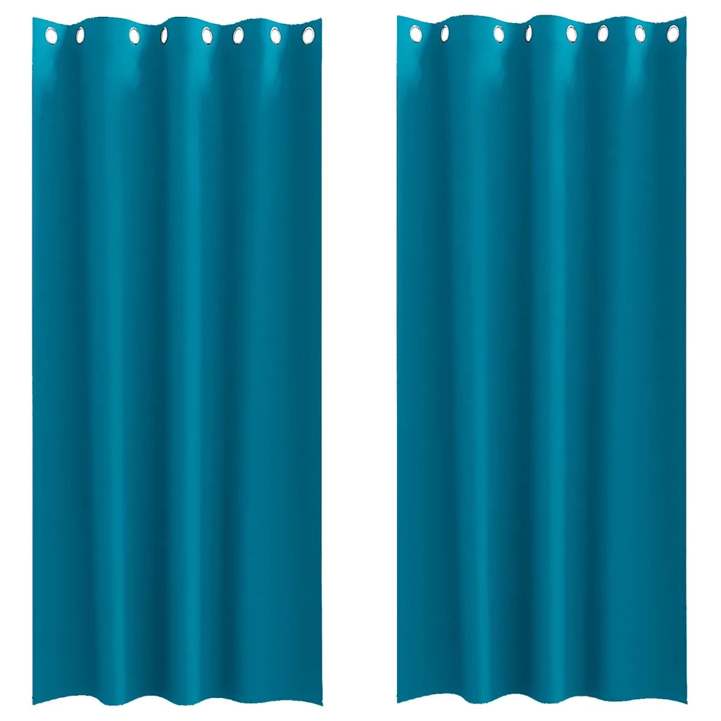 Tende Blackout con Anelli 2 pz Turchese 245 x 140 cm Poliestere 4107421