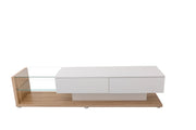 Mobile TV con 2 Cassetti e 2 Ripiani in Vetro con LED regolabile tramite app per Soggiorno in Truciolare Bianco 170 × 36 × 38 cm