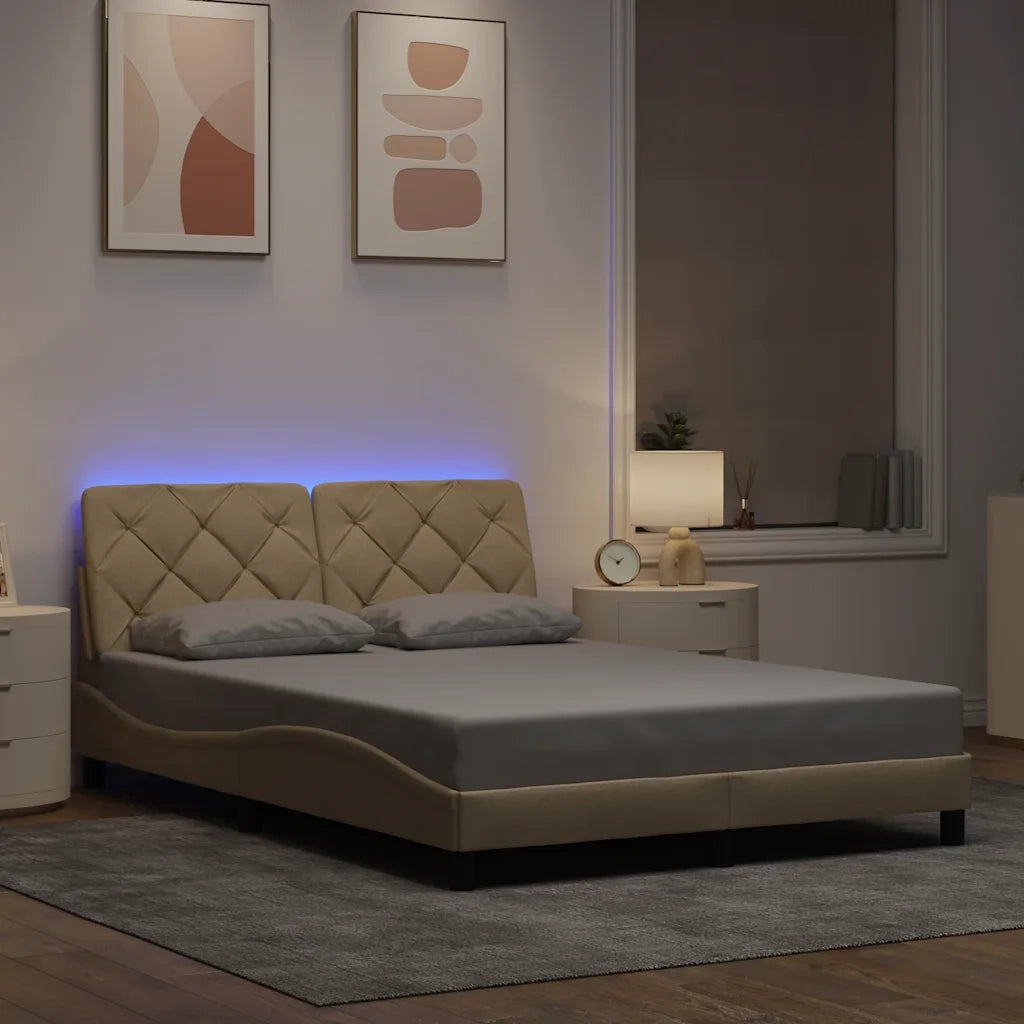 Giroletto con LED senza Materasso Crema 120x200 cm Tessuto 3310662