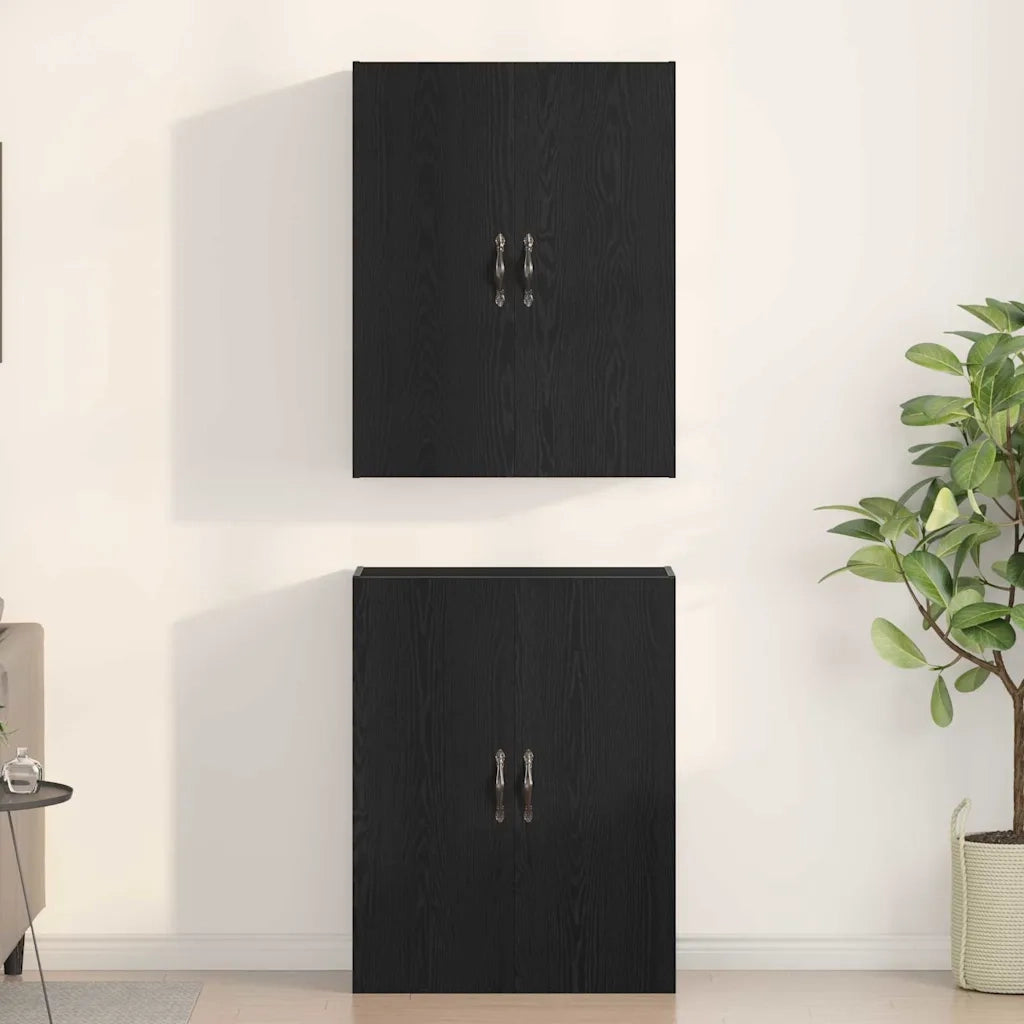 Mobiletto a muro 2 pcs Rovere Nero 69,5 x 34 x 90 cm 3333101