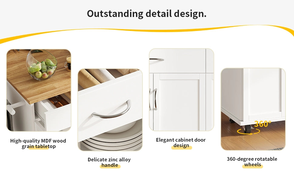 Isola Cucina Multifunzionale ¨C MINIMAL ¨C Bianco, Legno, 106x50x90.5cm