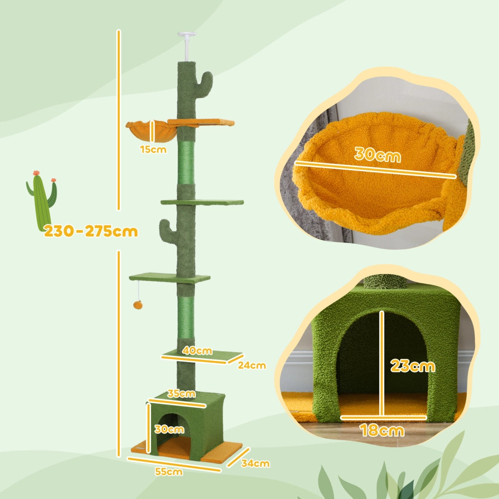 TIRAGRAFFI regolabile 230-275 cm con casetta, amaca e piattaforme Verde
