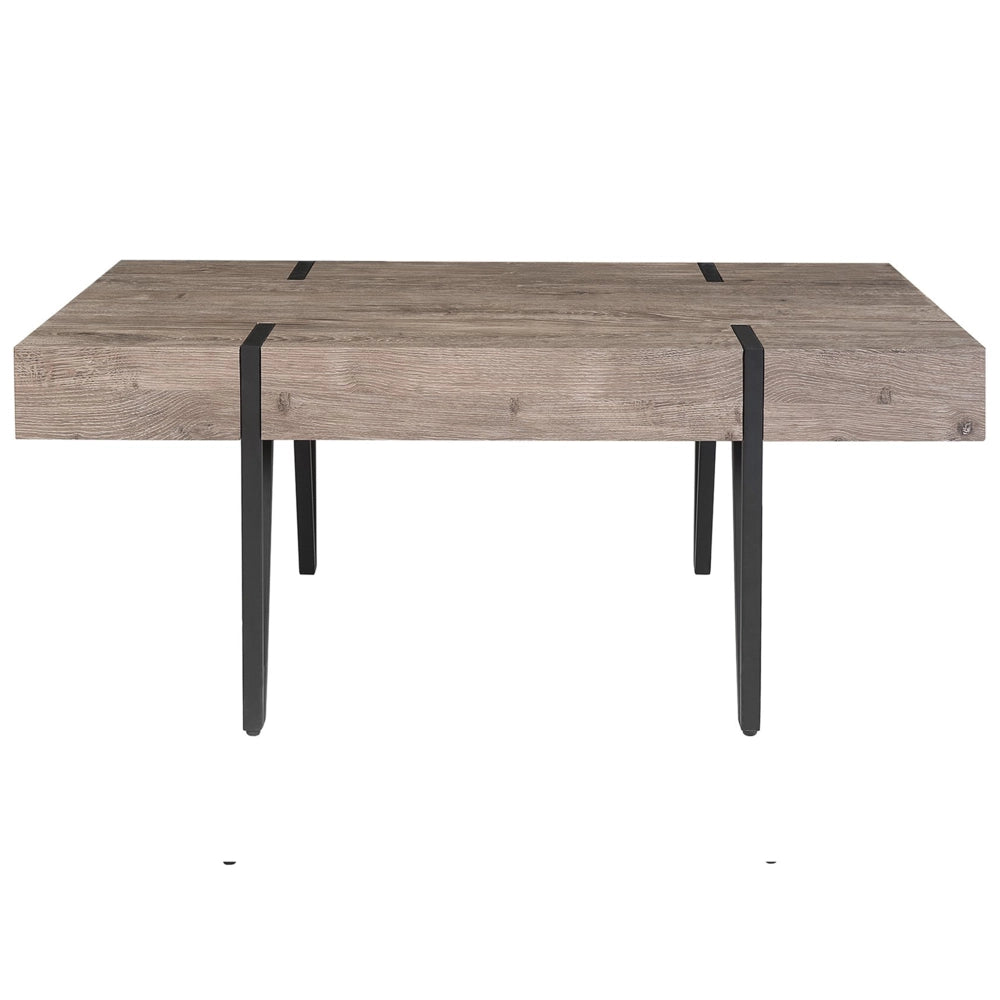 Tavolino da caffè in legno scuro con gambe in metallo 100 x 60 cm moderno