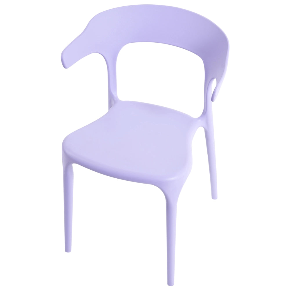 Set di 4 sedie da giardino viola in polipropilene leggero resistente alle intemperie in plastica per interni e per esterni moderno