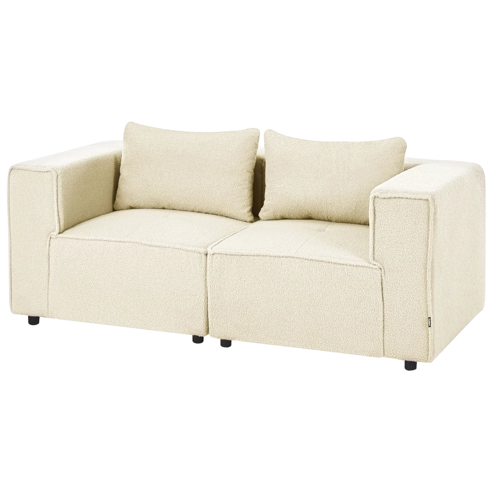 Divano modulare a 2 posti Divano componibile in bouclé bianco sporco in due sezioni Stile moderno e minimalista