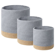 Set di 3 cestini portaoggetti in cotone iuta grigio e naturale portabiancheria Boho