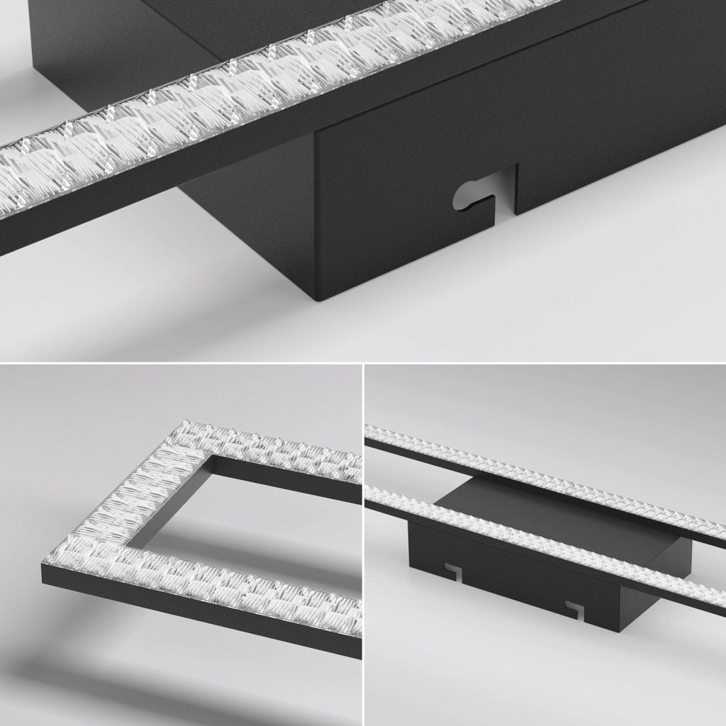 ZMH Lampada da soffitto plafoniera moderna rettangolare cristallo LED 108cm dimmerabile 40W