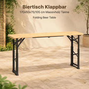 Folding Beer Table 170x50x75/105 Cm Solid Fir Wood