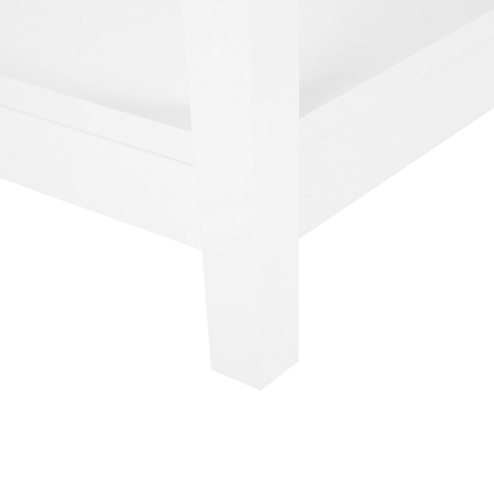 Tavolino in MDF bianco 60 x 57 x 40 cm con piano in vetro Comodino con un ripiano