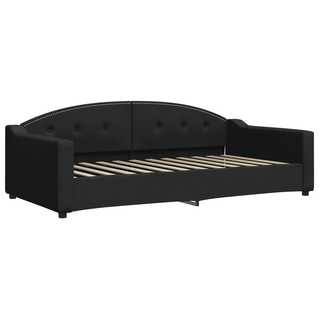 Divano Letto Estraibile con Cassetti Nero 100x200 cm in Tessuto