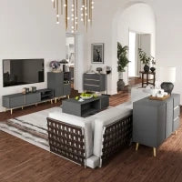Mobiletto da Salotto Design Moderno con Mensole Regolabili e Piedi in Legno Massiccio, 70 x 40 x 96,1 cm, Grigio Scuro