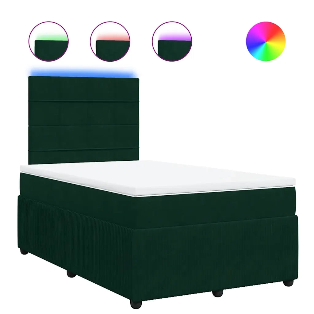 Giroletto a Molle con Materasso Verde Scuro 120x200 cm Velluto
