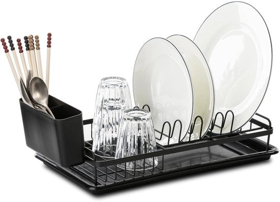 Afdruiprek perimetrale, piccola afdruiprek con gancio rimovibile e contenitore per residui, afdruiprek per vasca da bagno, 39 x 23 x 8 cm (nero)