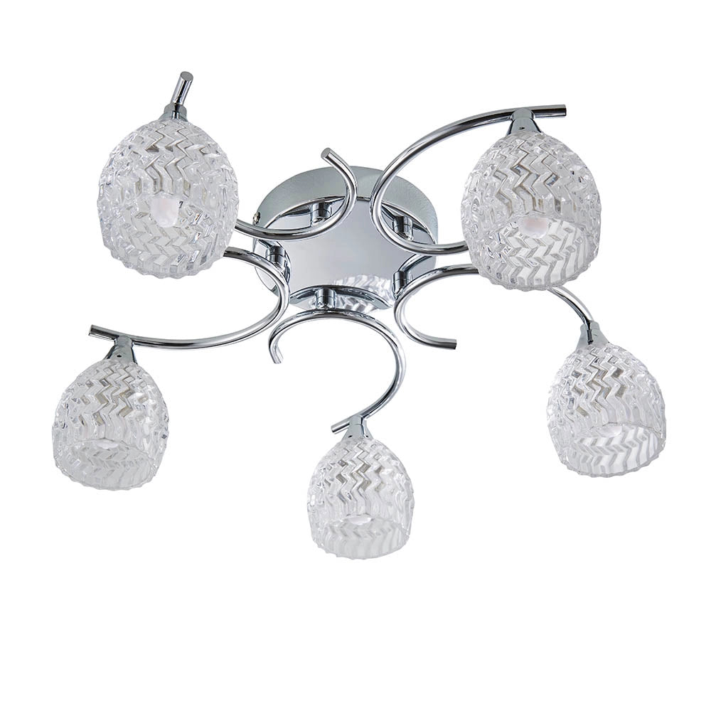 Plafoniera 5 luci G9 cromata vetro tagliato Boyer Endon
