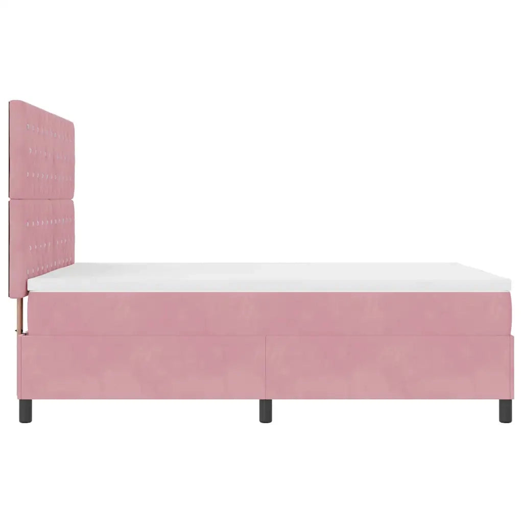 Letto a molle con materasso Rosa 140 x 200 cm Velluto 3339775