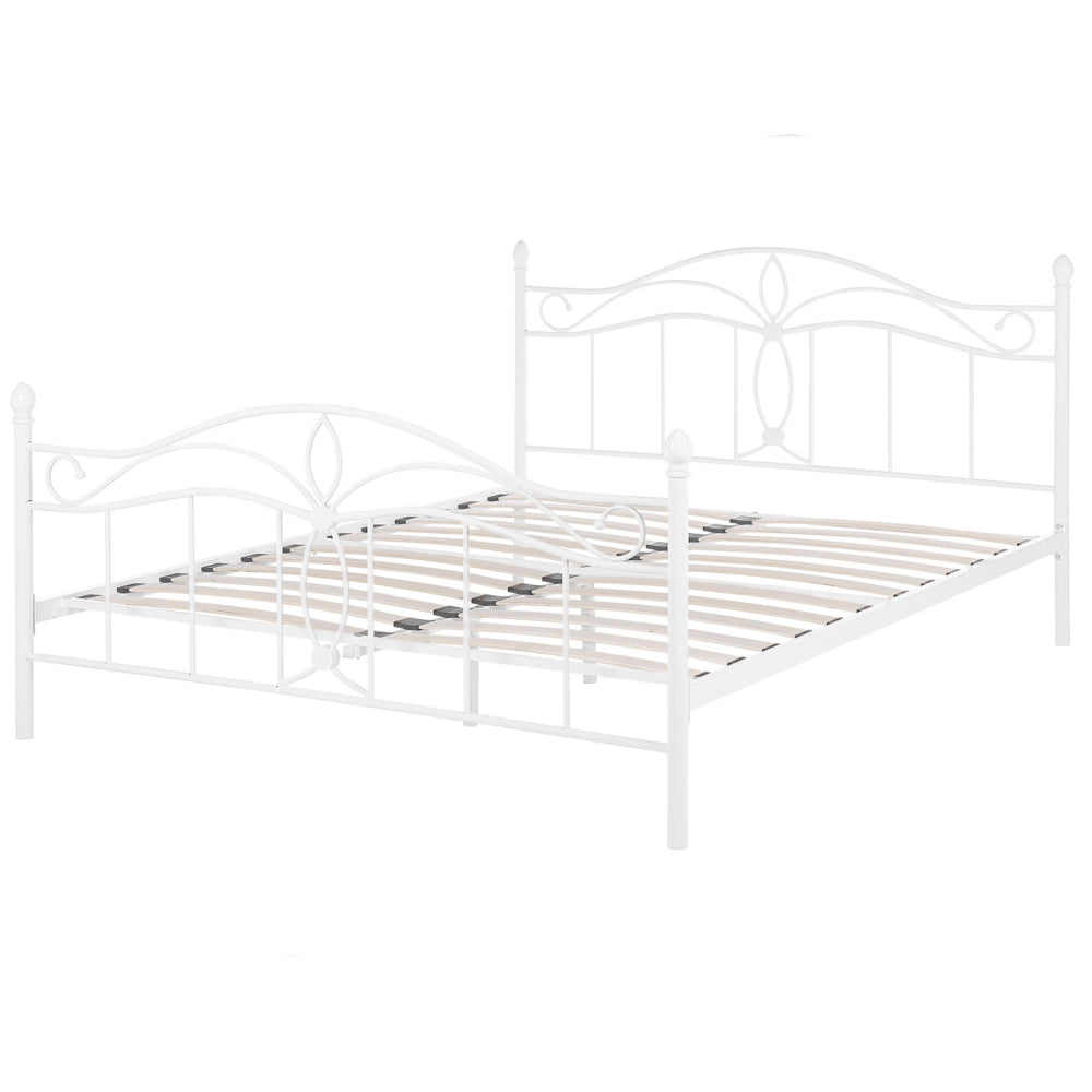 Letto Bianco Doppia Dimensione 140 x 200 cm Metallo stile Vintage