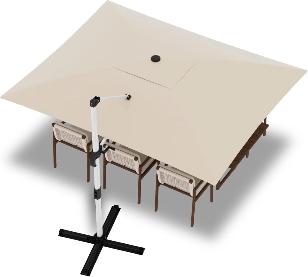 Ombrellone da balcone, in alluminio, con copertura, impermeabile, con manovella, protezione solare UV50+, rotazione di 360°, Tettoia monostrato grigio, 3 * 3M