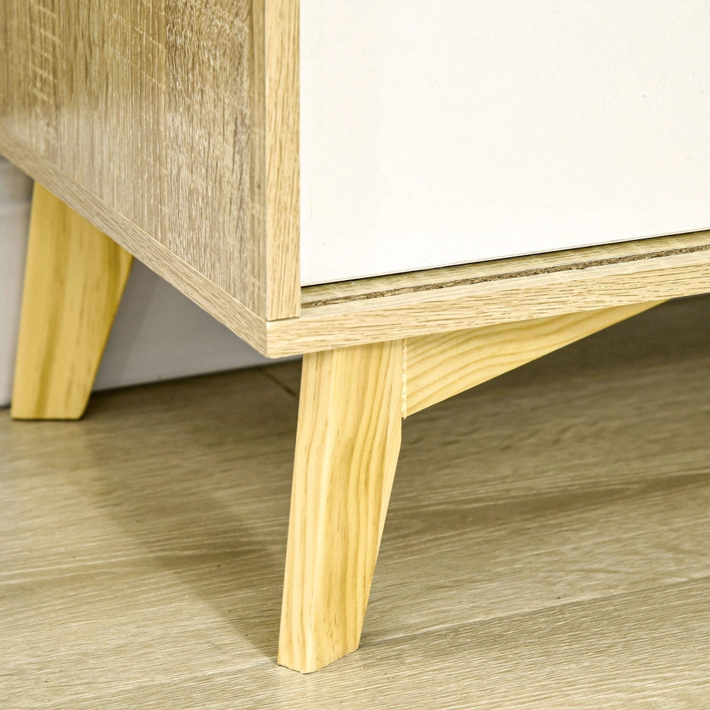 Mobile da Salotto 2 Ripiani e Armadietto a 2 Ante 58x30x93 cm in Truciolato e Legno di Pino