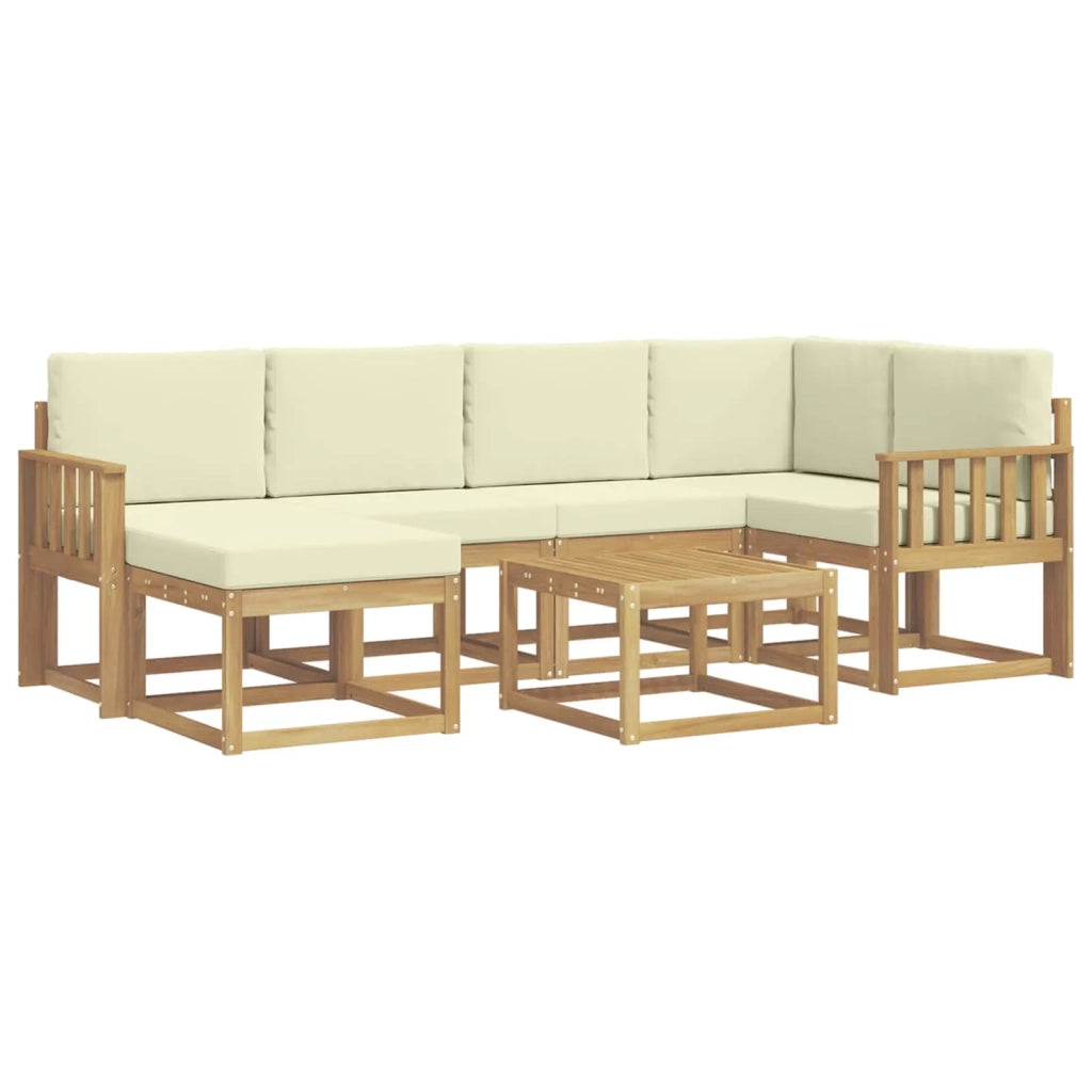 Set di divani da esterno 7 pz Bianco e Crema 3387904
