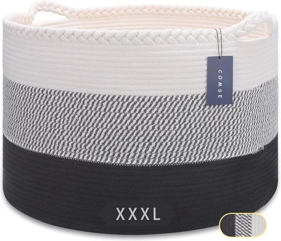 Mega contenitore per coperte e giocattoli, sacco di stoffa 55 x 35 cm, contenitore multifunzionale in colori neutri