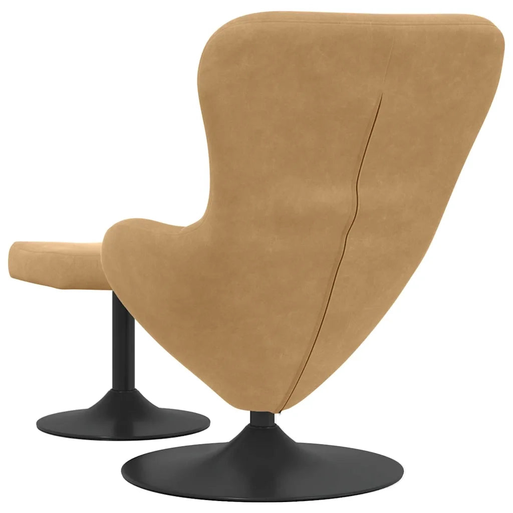 Poltrona | Sedia Egg con Pouf Marrone Velluto