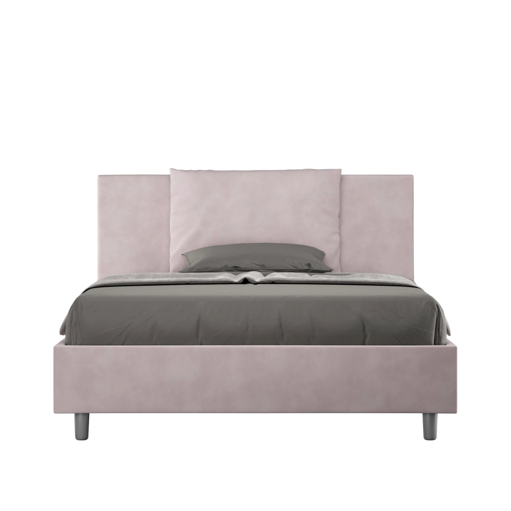 BS COM Letto una piazza e mezza con rete imbottito 130x210 microfibra glicine